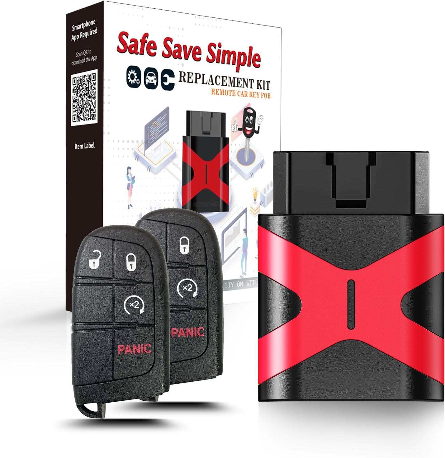 2 Programmable Key fob Scanner Tool, Easy DIY Programmer Kit Replacement for Smart Keyless Entry Remote Dodge Dart Charger Challenger M3N-40821302 (3 Btn All Lost Programmer Kit