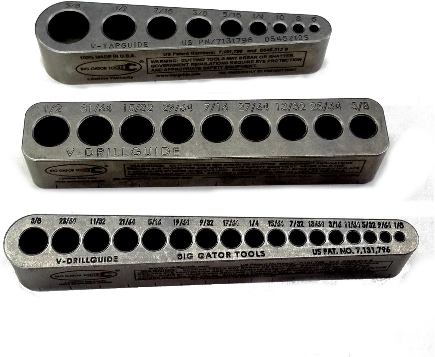 Big Gator Tools STD Series 3PC V-Drill Guide w/35 SAE Hole Sizes 1/8