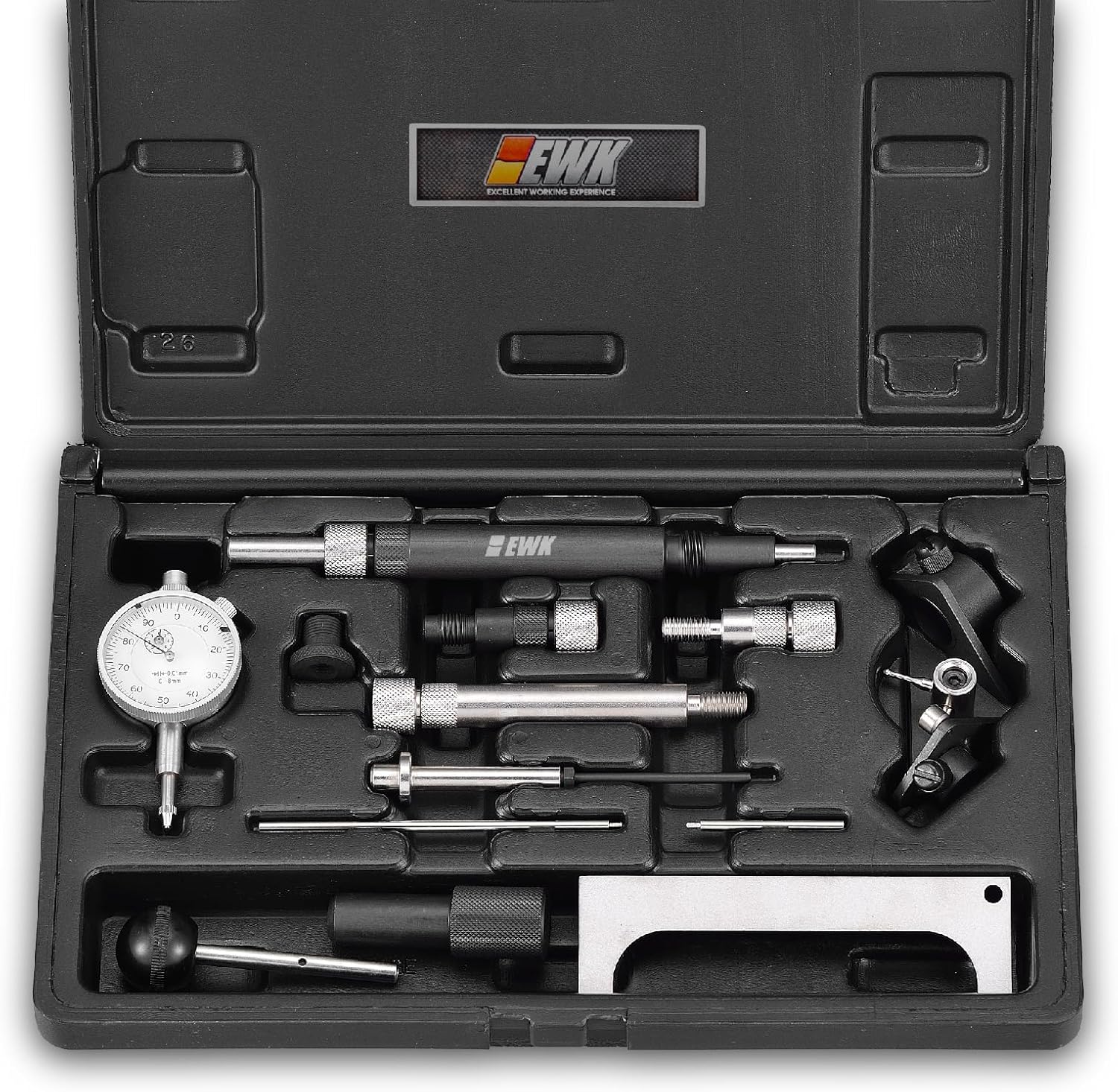EWK 13 Pcs Bosch Injection Pump Timing Tool Kit VE Pump Dial Indicator VAS 6079 for Audi VW Dodge Cummins