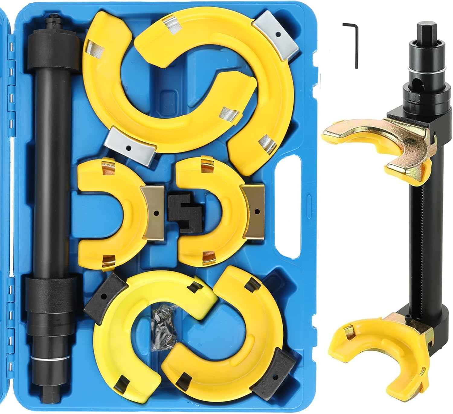 DASBET Macpherson Strut Spring Compressor Kit Universal Interchangeable Fork Strut Coil Extractor Remover Tool Set with Protective Sleeve and Carrying Case Strut Spring Compressor Set ﻿