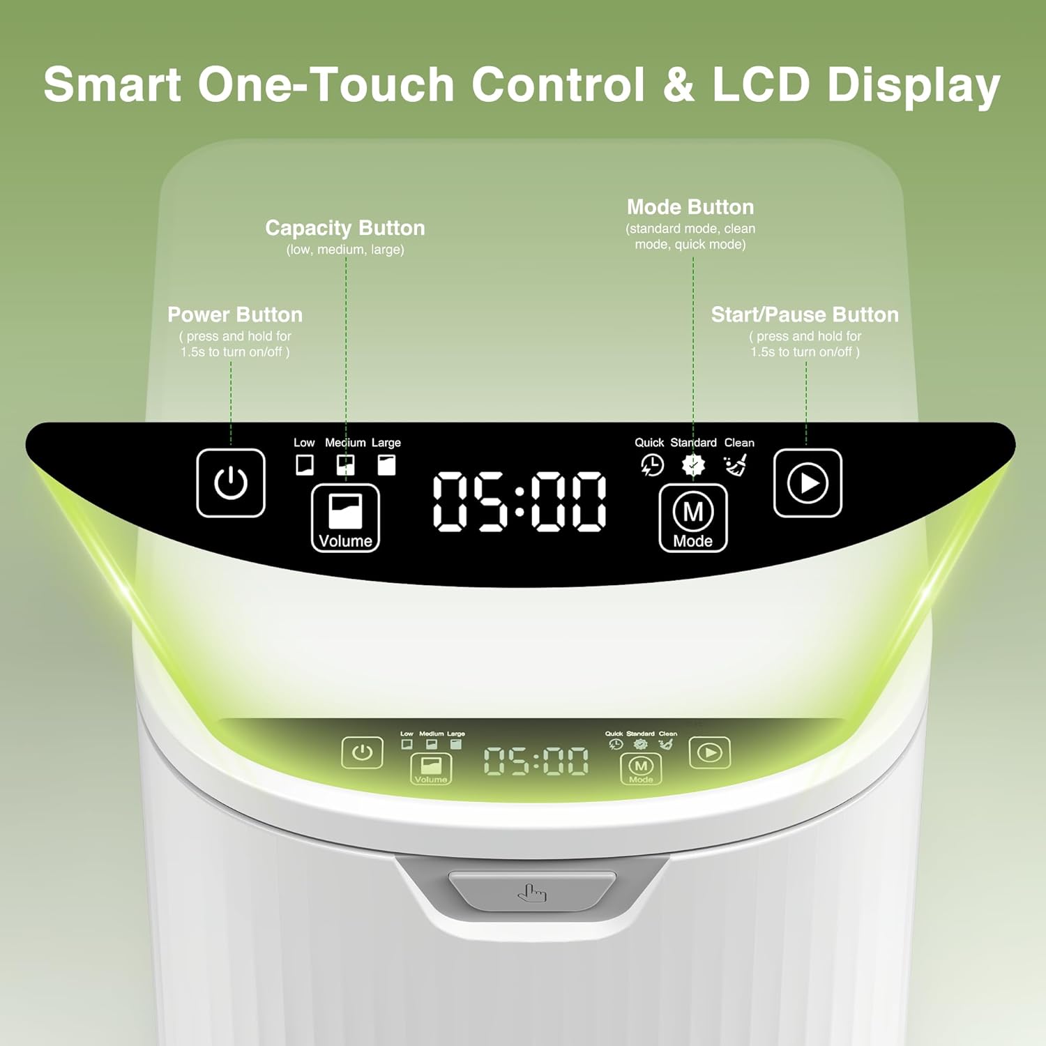 3.3L(Max) Electric Composter for Kitchen, Smart Countertop Compost Bin with Low Noise, Odorless, Auto Self-Cleaning, LED Display, Turns Food Waste to Fertilizer for Home