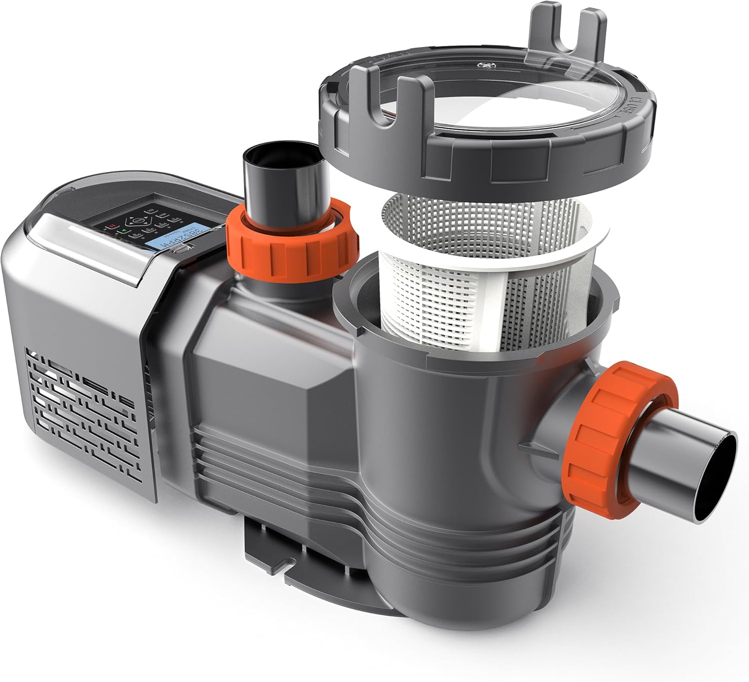 1.8 HP Variable Speed Pool Pump, 9114GPH, Smart Programmable Above Ground Pool Pumps with Timer, Removable Rain Cover, 220V, Energy Efficient, Large Filter Basket
