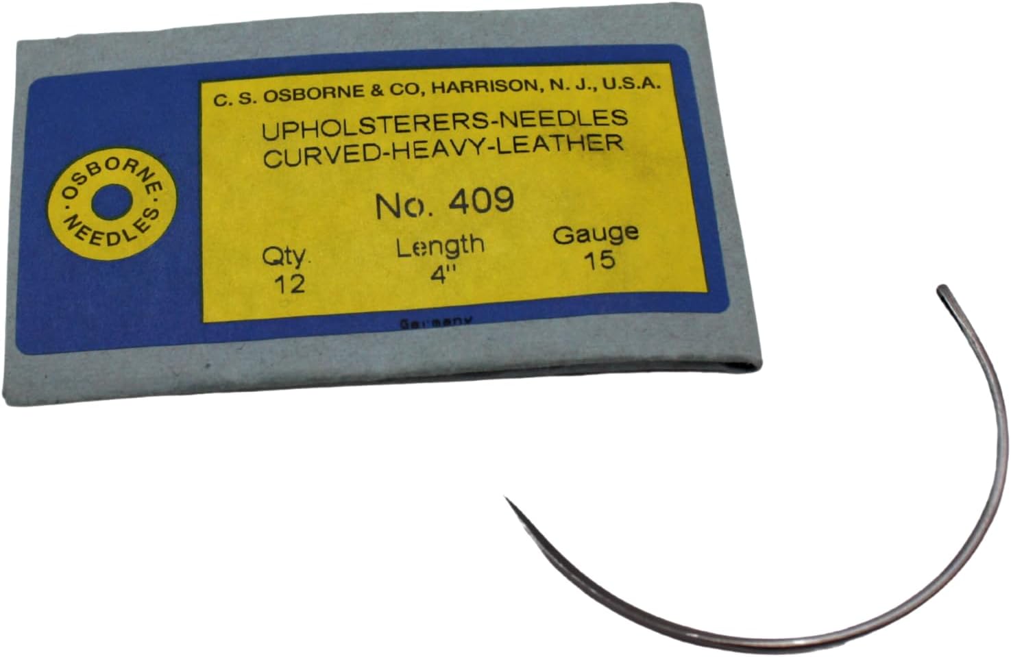 C.S. Osborne Pack of 12 Curved Mattress Needle #409 Size 4
