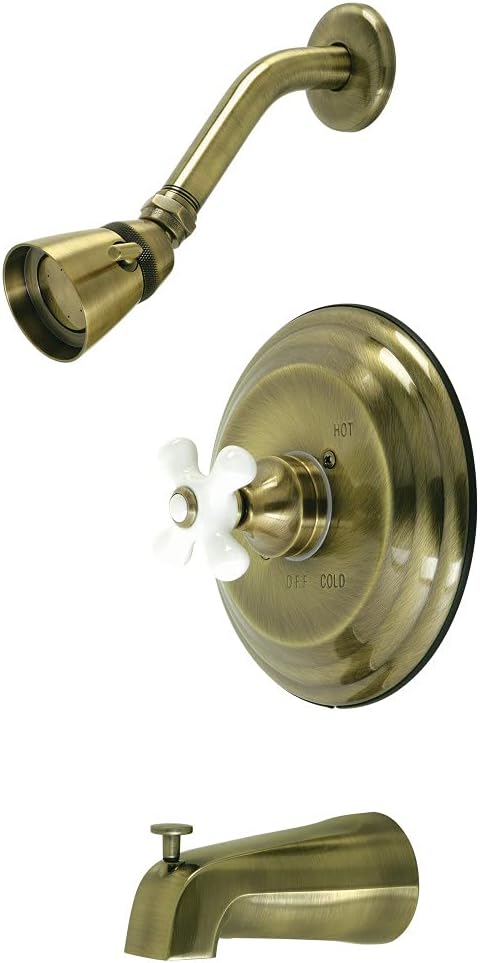 Kingston Brass KB3633PL Restoration Tub and Shower Faucet, Antique Brass 7.13 x 7.5 x 5.31