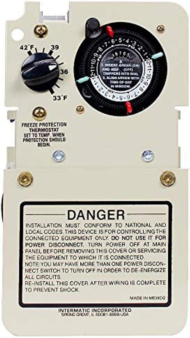 Intermatic PF1102MT Timer Mechanism for Pool and Spa - Integrated Thermostat for Efficient Freeze Protection - Durable and Compact Design for Reliable Weather Safeguard