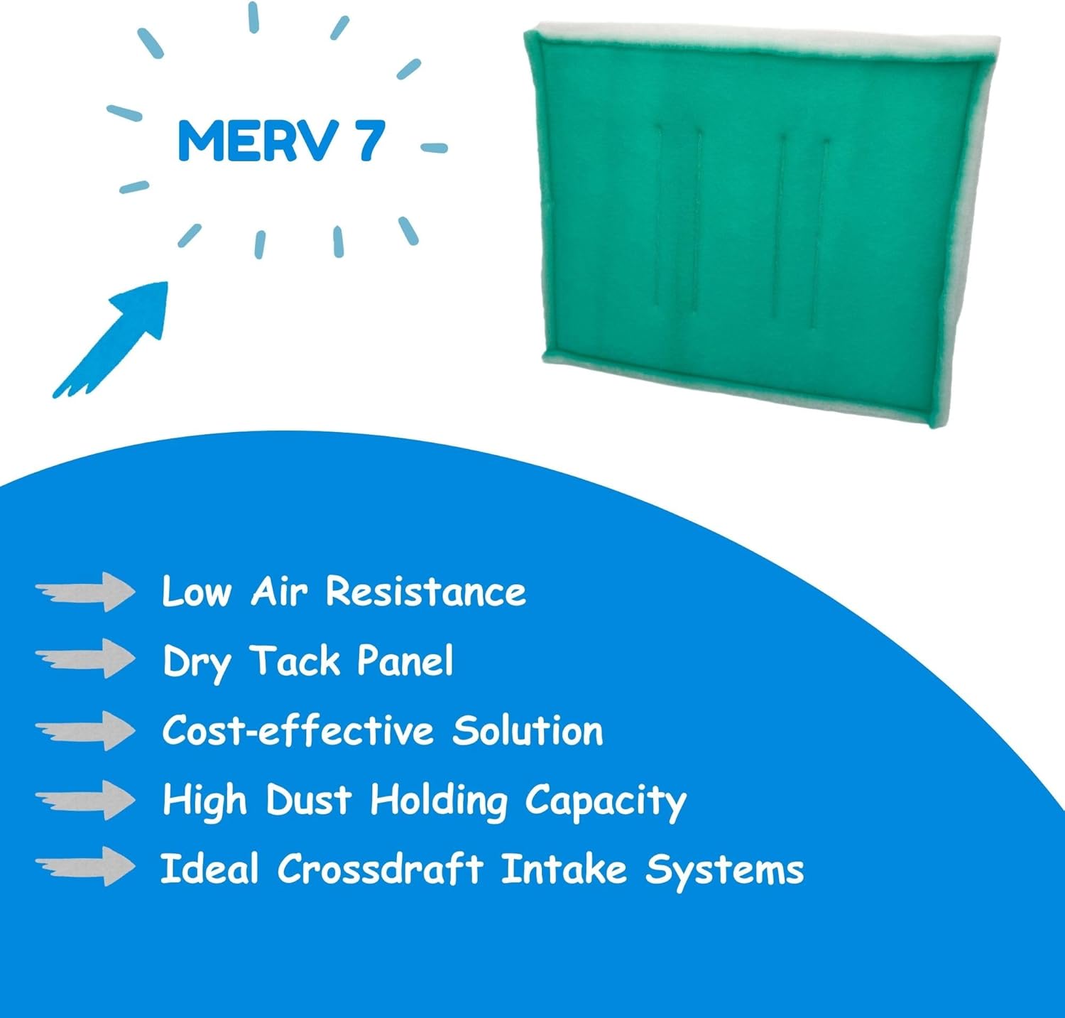 Paint Booth Intake Air Filter Panel, Crossdraft Spray Booth Filter Pad with Dry Tackifier (20/case, 20
