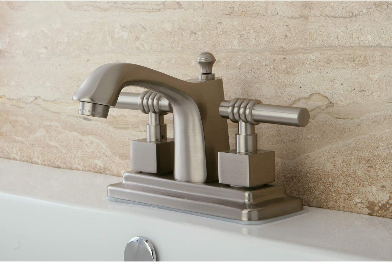 Kingston Brass KS8648QL Milano 4-Inch Centerset Lavatory Faucet, Brushed Nickel