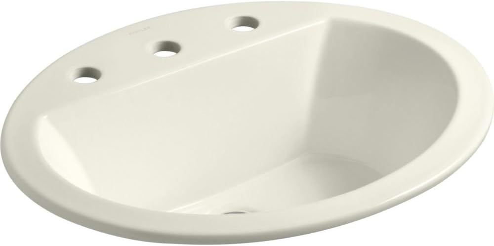 KOHLER K-2699-8-96 Bryant Oval Self-Rimming Drop In Bathroom Sink Bowl, 8