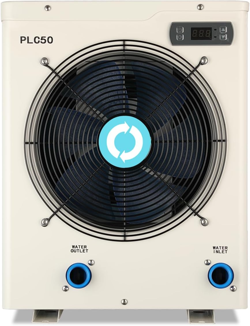 Pool Heater for Above Ground Pools Up to 4000 gallons, Max 15826BTU Electric Swimming Pool Heat Pumps, 110V-120V/60Hz, High Efficient, PLC50