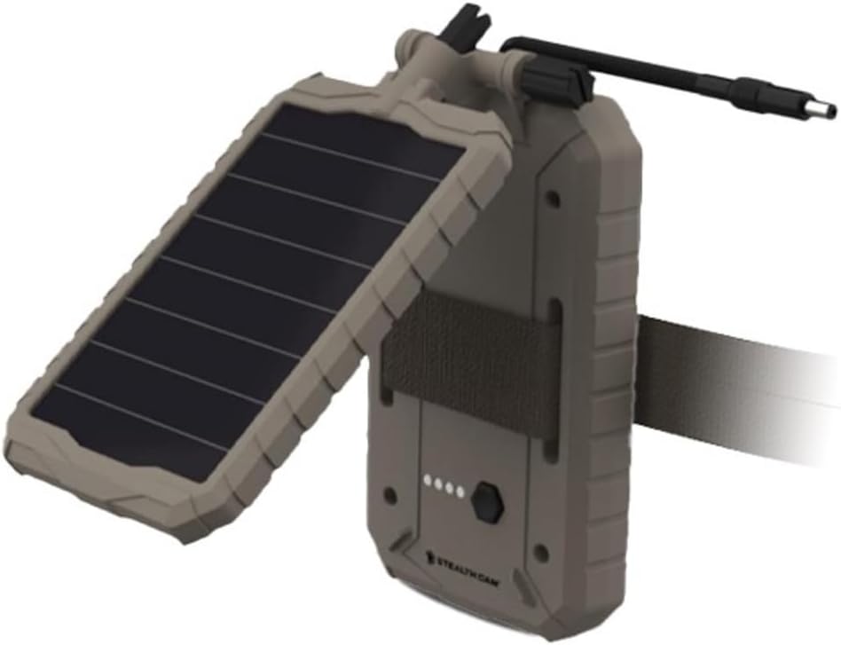 Stealth Cam Sol-Pak 3000mAh Solar Battery Pack with Adjustable T-Swivel Brackets, Durable ABS Housing, and LED Battery Indicator (2-Pack)