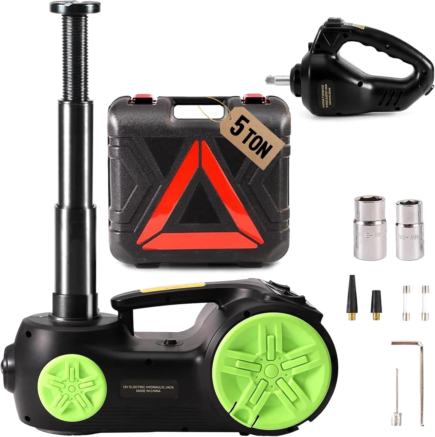 Electric Car Jack Set 5 Ton Hydraulic Jack Car Lift Floor Jack with Integrated Tire Pump and Impact Wrench for Sedans SUV MPV Sedan Truck Change Tires Garage Repair