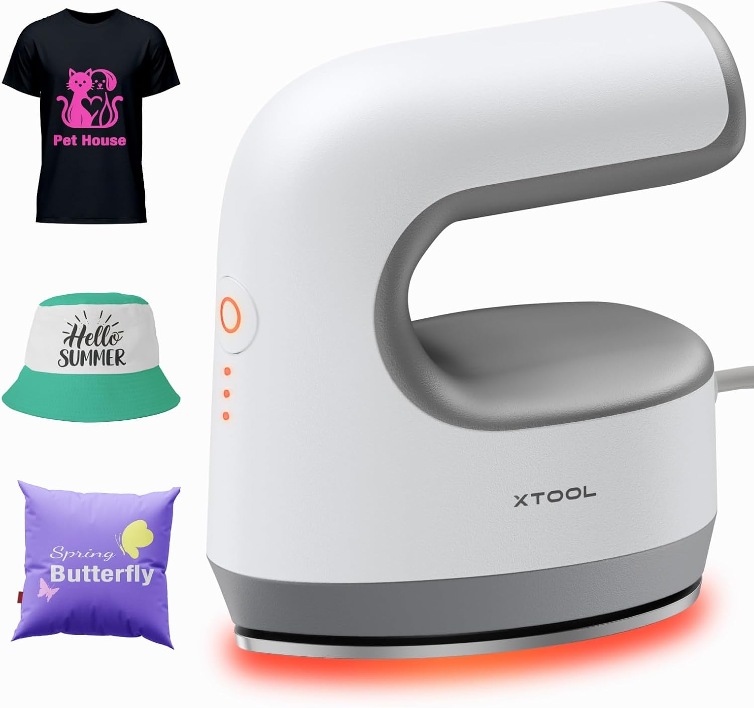 xTool Mini Heat Press Machine with Wireless Control Pod- Ultra Light Portable Small Heat Press Machine for T-Shirts Shoes Hats, 4 Custom Presets & Fast Heating Mini Iron for Crafting Heating Transfer