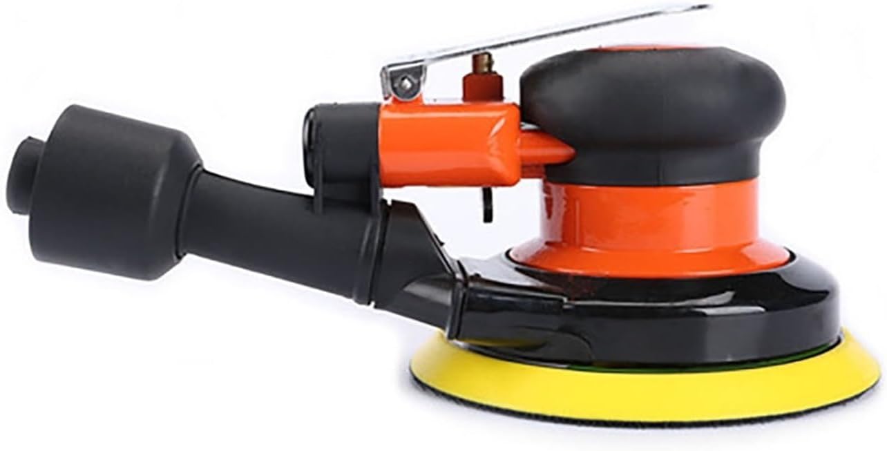 5 Inch Pneumatic Air Vacuuming Sander Polisher Tool Polishing Machine for Car Paint Care Wood Grinder Polisher Rust Removal(Air Sander Set)