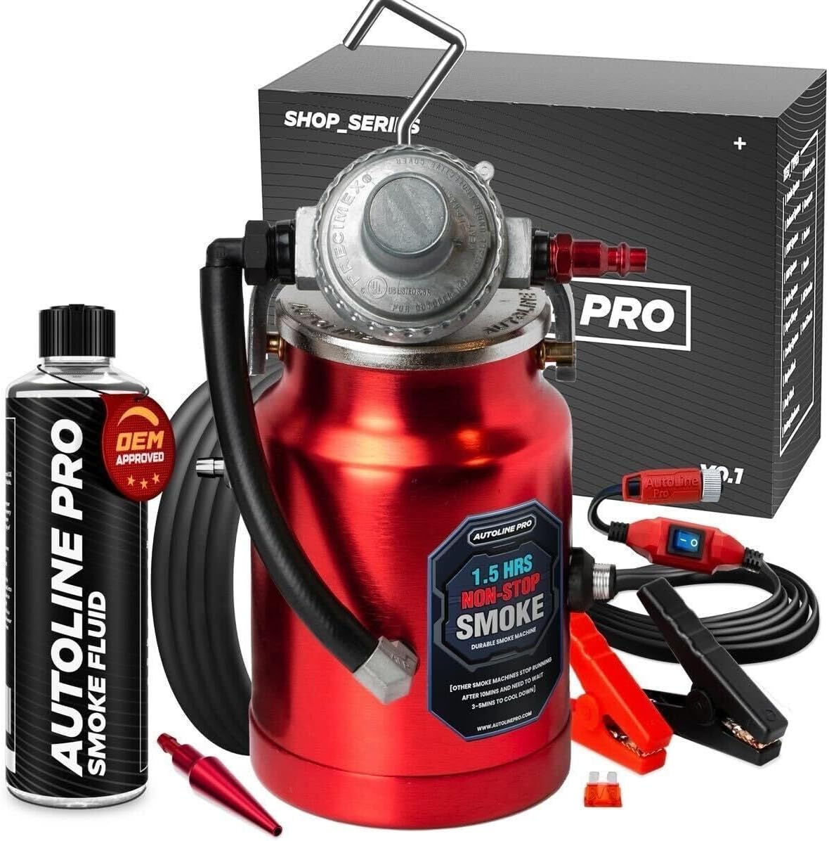 AutoLine Pro EVAP High Volume Smoke Machine Leak Tester with Built-in Air Pump - Shop Series Plus - Automotive Smoke Tester for Vacuum Leak Detection - Ceramic Smoke Coil and Best Ranked Smoke Fluid