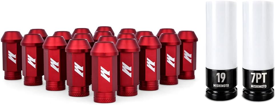 Mishimoto MMLG-125-20LRD Aluminum Locking Lug Nuts M12x1.25, 20pc Set, Red