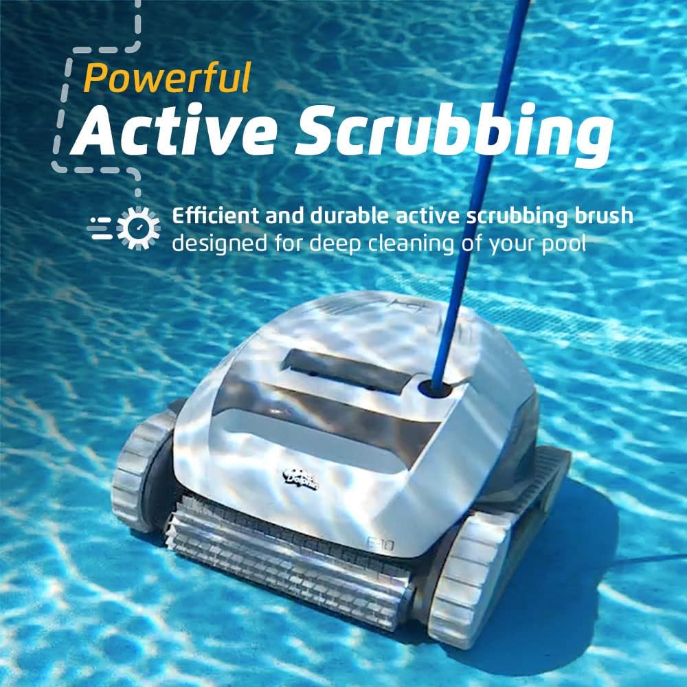 Dolphin (2025 Model) E10 Automatic Robotic Pool Vacuum Cleaner, Active Scrubber Brush, Top Load Filters Access, Ideal for Above-Ground Pools up to 30 FT in Length