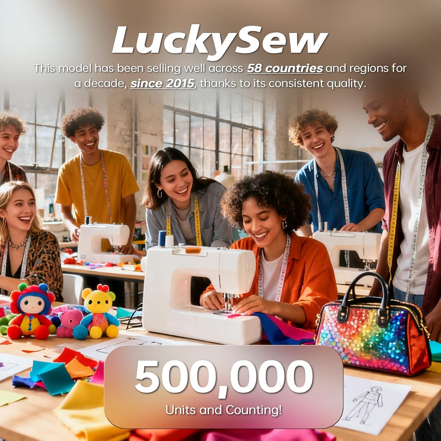 LuckySew:Make Your Own Luck.Sewing machine,sewing machine for beginners with 12 Built-in Stitches,Dual-speed and foot pedal,Home portable sewing machine with accessory kit included.(White)