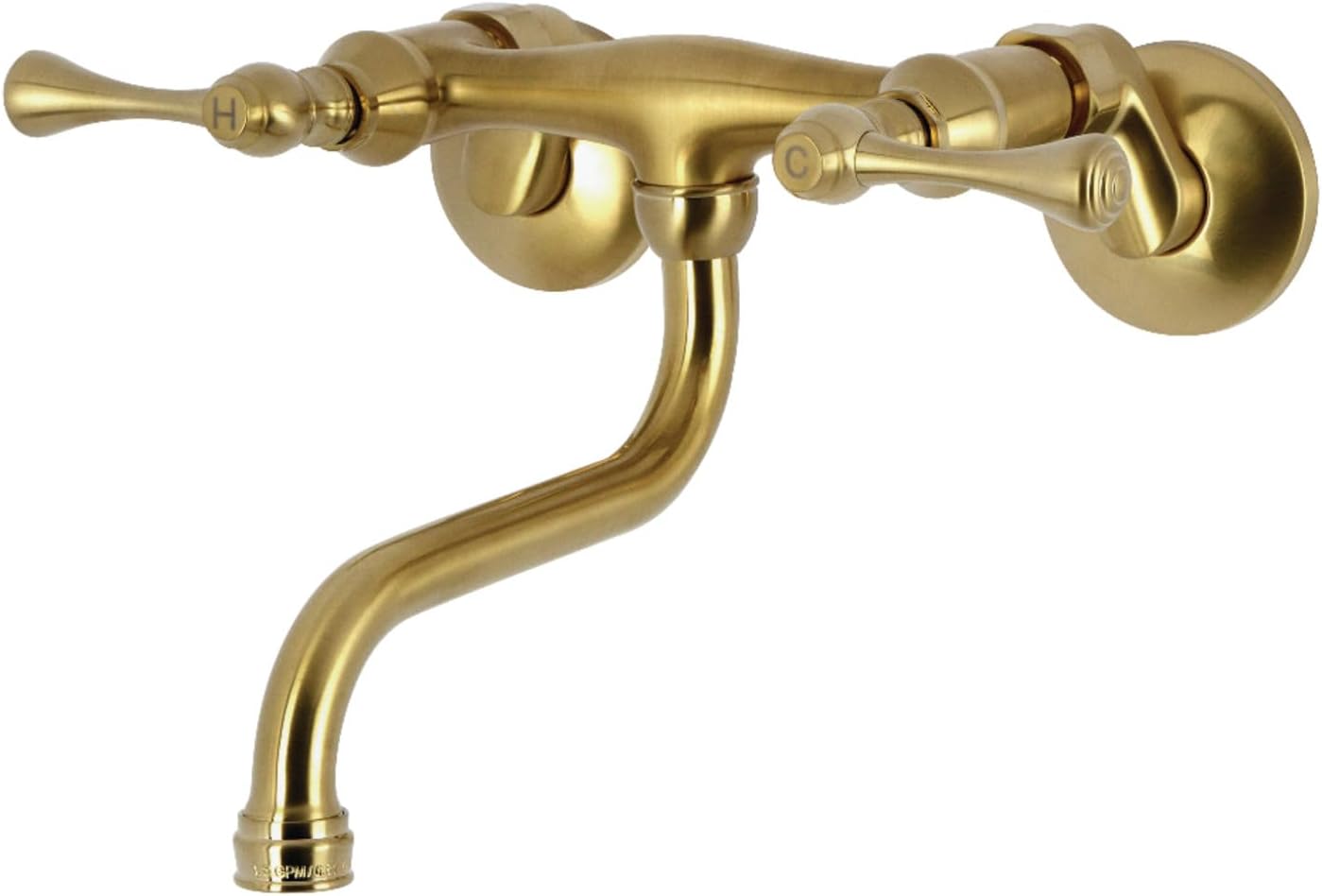 Kingston Brass KS315PN Kingston Wall Mount Bathroom Faucet, Polished Nickel