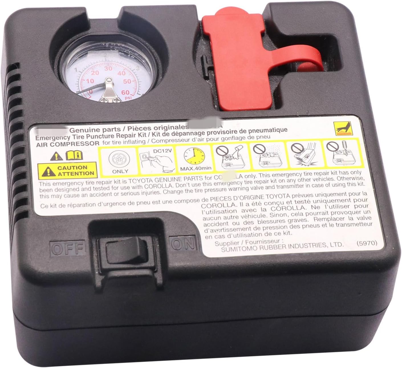 BestParts Genuine Wheel Air Compressor Pump Emergency Tire Puncture Repair Kit 44890-12020 44890-12040 for Toyota Corolla only 2019-2022