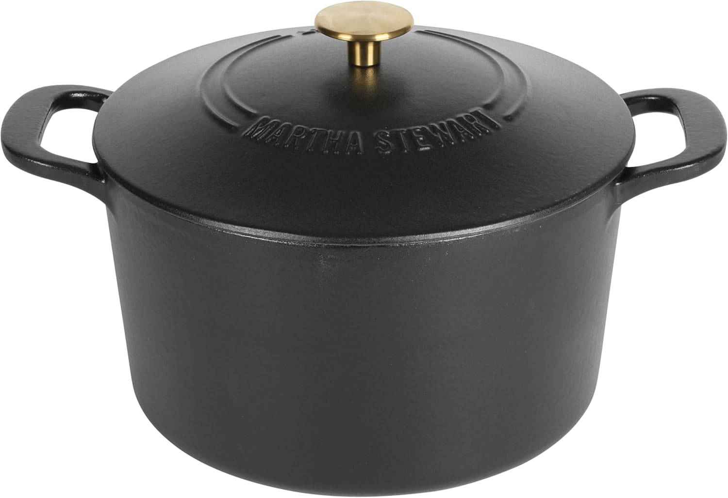 MARTHA STEWART Gatwick 7 QT Enamel Cast Iron Dutch Oven Pot with Lid, Classic Blue