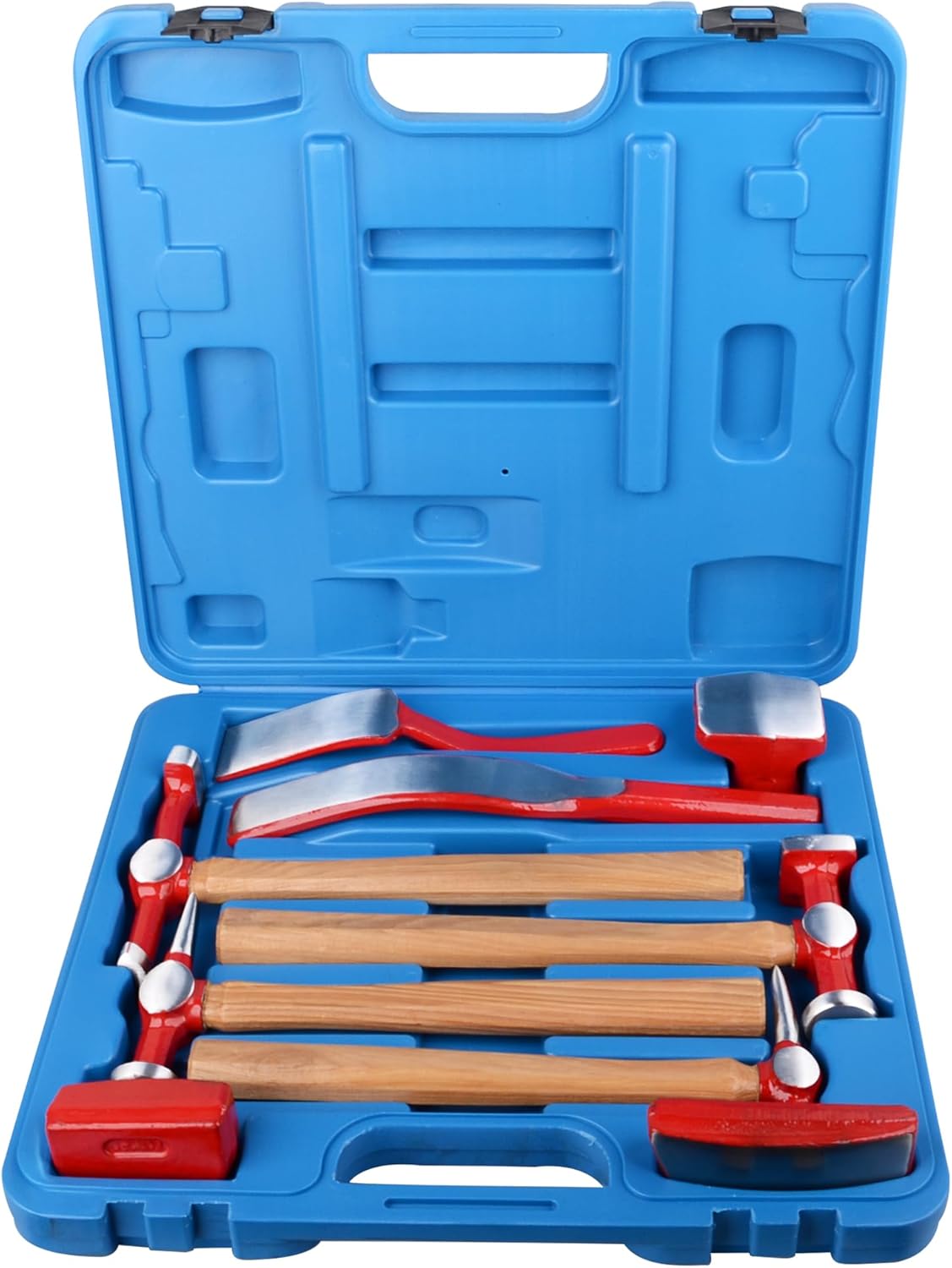 DAYUAN 9 pcs heavy duty Auto Body Repair Tool, Fender Repair Kit Carbon Steel Hammer Dolly Set Dent Hammer Set with Hickory Handle