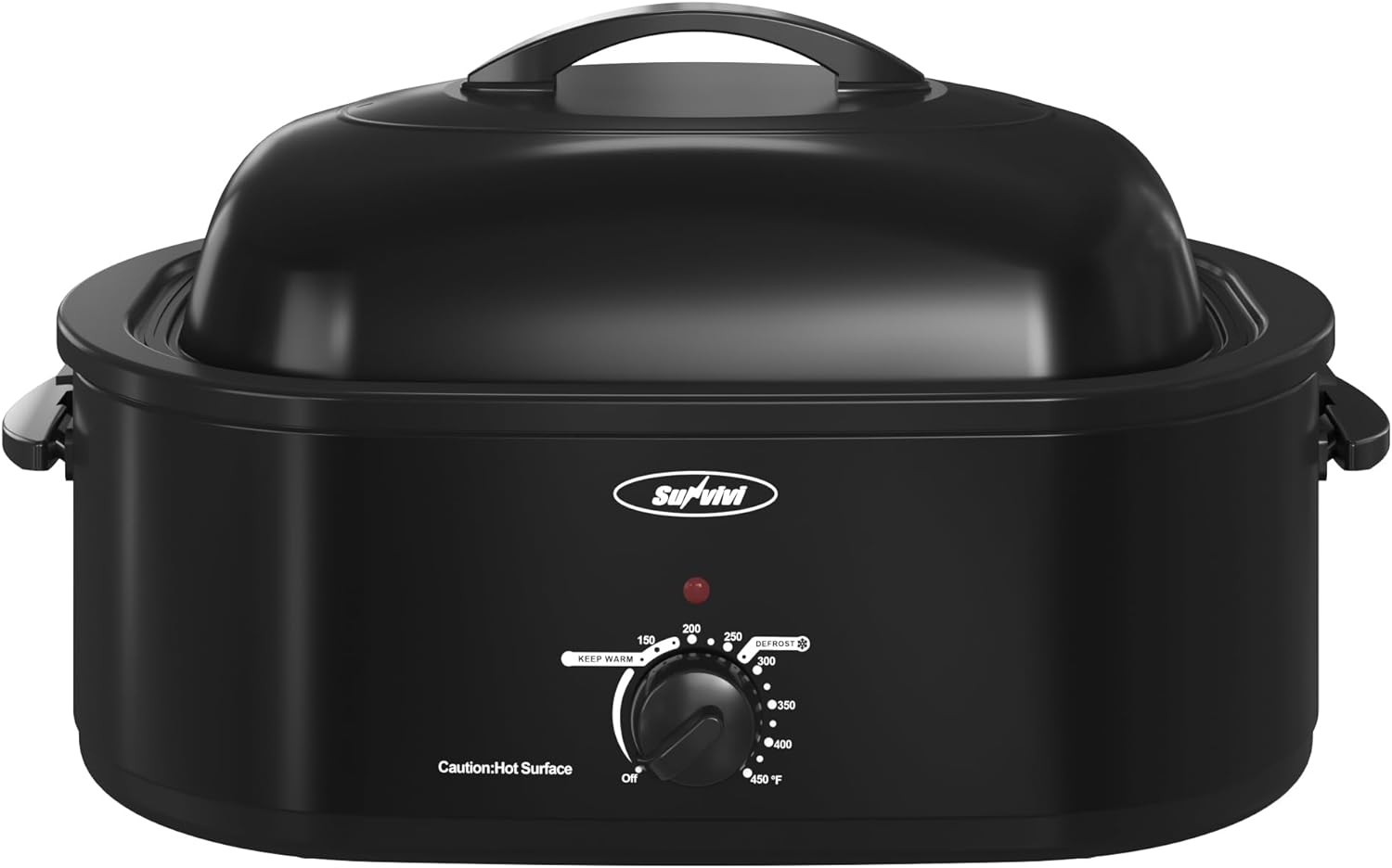 Sunvivi Roaster Oven with Self-Basting Lid,20 Quart Electric Roaster with Removable Pan & Rack,150-450°F Full-Range Temperature Control with Defrost/Warm Function,Stainless Steel,Red