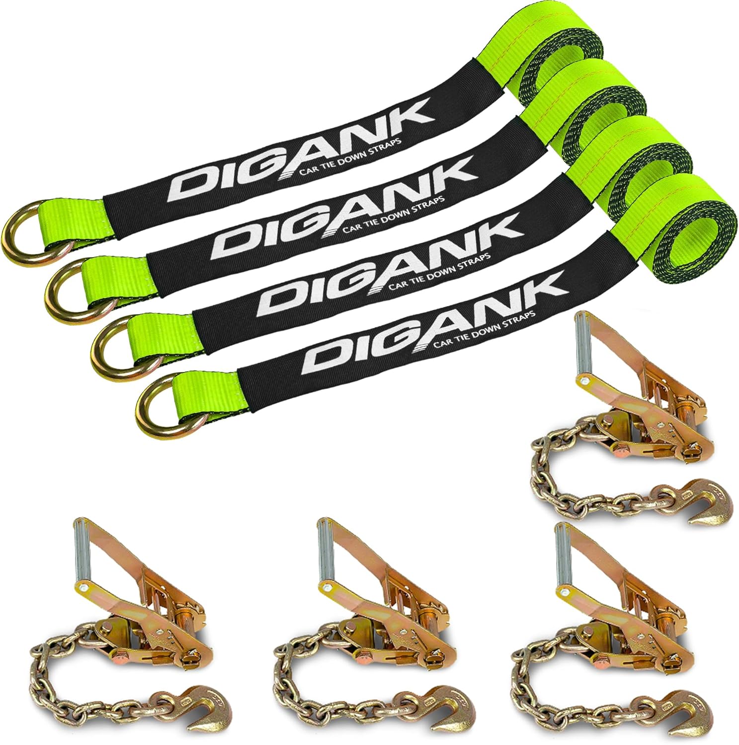 (4 Pack) Heavy Duty Tire Straps for Car Trailer - 2