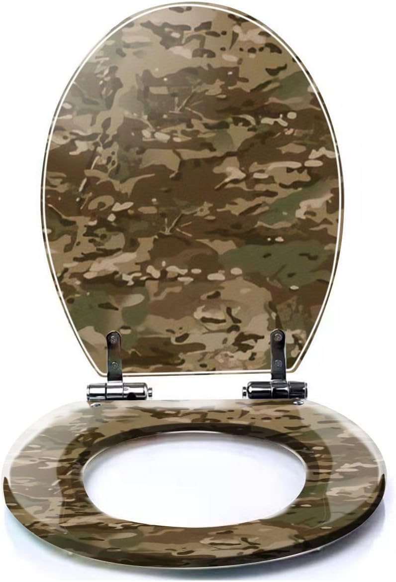 Colored Toilet Seat with Slow Close, camouflage Abstract Camouflage texture seamless pattern Resin Toilet Seats, Easy to Install, Easy to Clean Heavy Duty Deluxe Toilet Seat