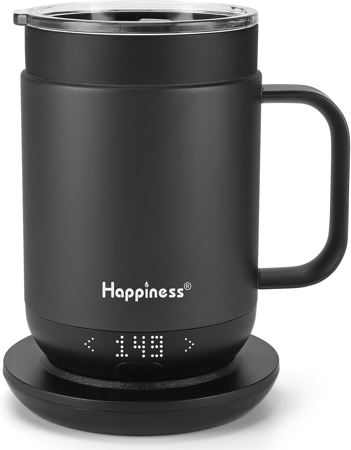 Happiness Smart Heated Coffee Mug,16oz Rechargeable Electric Self Heating Temperature Control Coffee Cup,Gifts for Mom Dad Grandma Wife