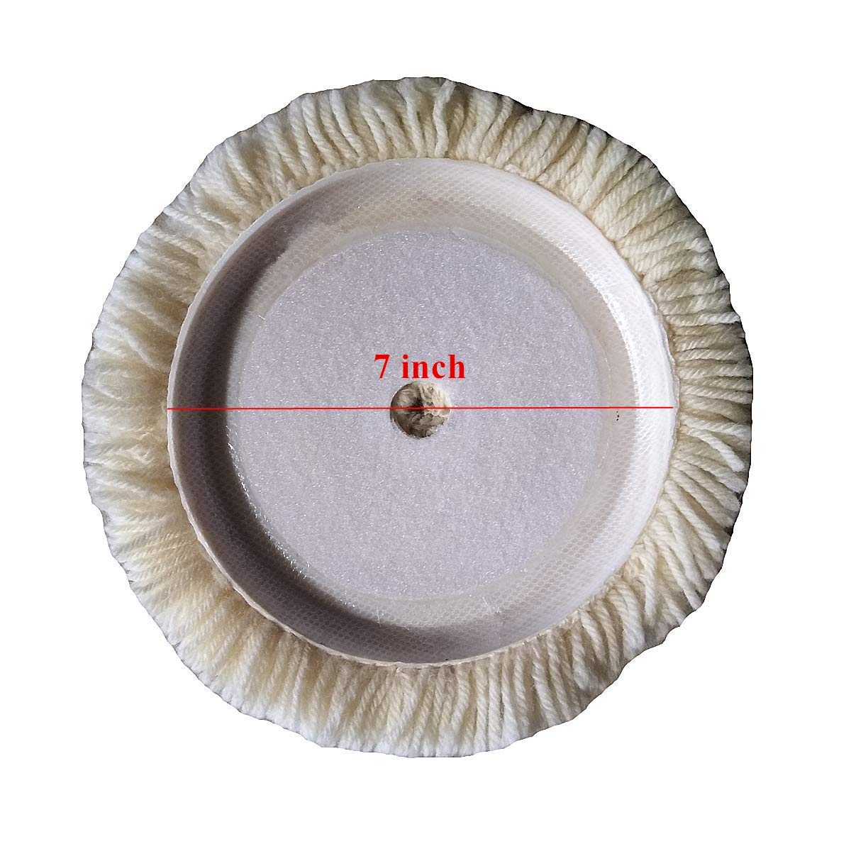 100% Wool Buffing Pads for Cutting, Compounding and Polishing, 7.5 Inch Diameter x 1.5 Inch Thick, Hook and Loop Backing (12)