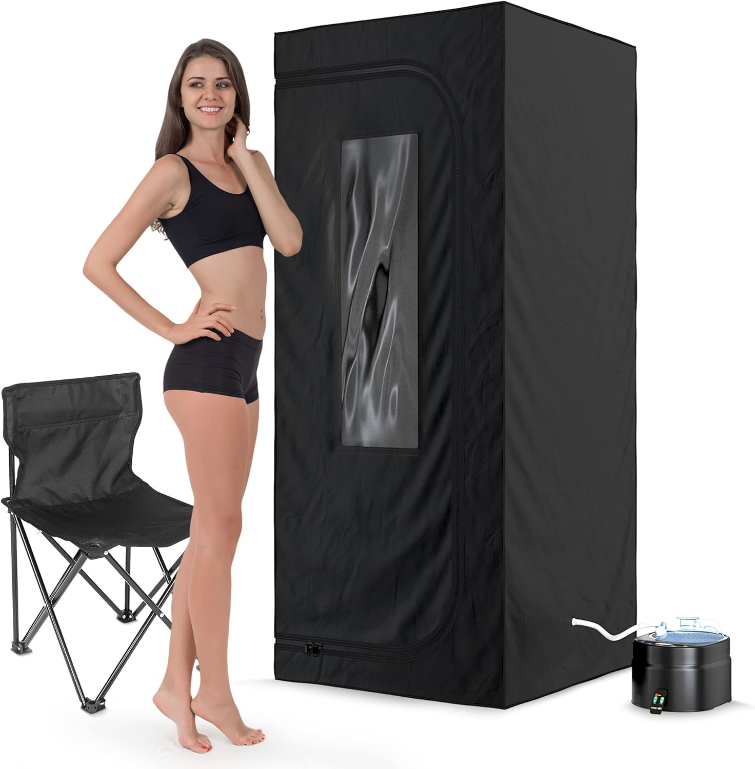 Premium Portable Steam Spa Sauna Package, Full Slim European Design, Foldable Personal Sauna Tent for Home Weight Loss, Detox, with 16-Levels of Power Settings & Timer, 4L & 1500W Steamer