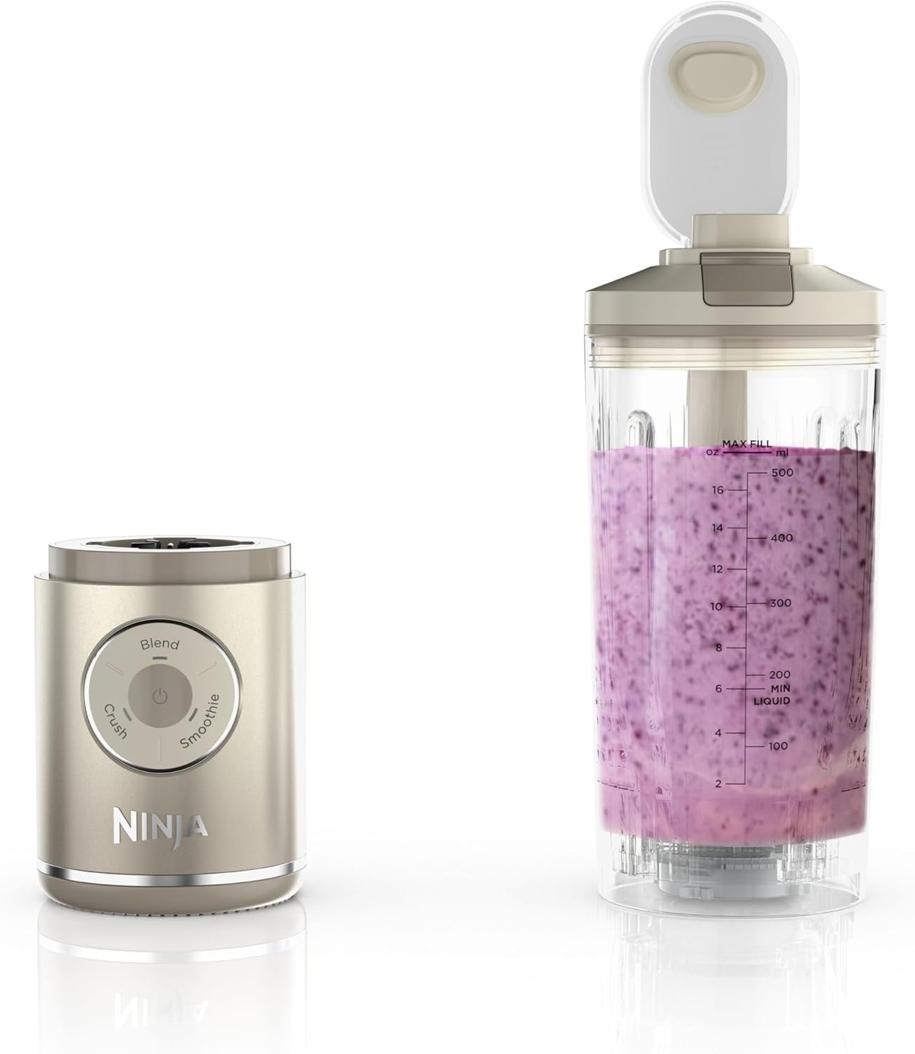 Ninja Blast Max, Portable Blender + Twist & Go, Personal Smoothie, Blend, Ice Crush, 3 Programs, Cordless, 22 oz removable Vessel, Dishwasher Safe, Leakproof, Lavender, BC251LD