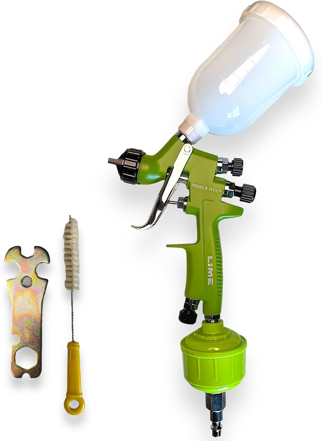LiME LiNE .8mm Mini HVLP Automotive Spray Paint Gun for Basecoats and Clearcoat: Bonus Inline Filter Ball and Air Line Connector.