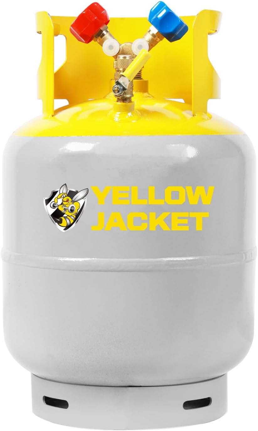 YELLOW JACKET 30 LB Refrigerant Recovery Tank - AC Freon Recovery Cylinder Tank, Machine HVAC Recovery Tanks, Universal Refrigerant Recovery Coolant Tank for R134A, R410A, R12, R410A