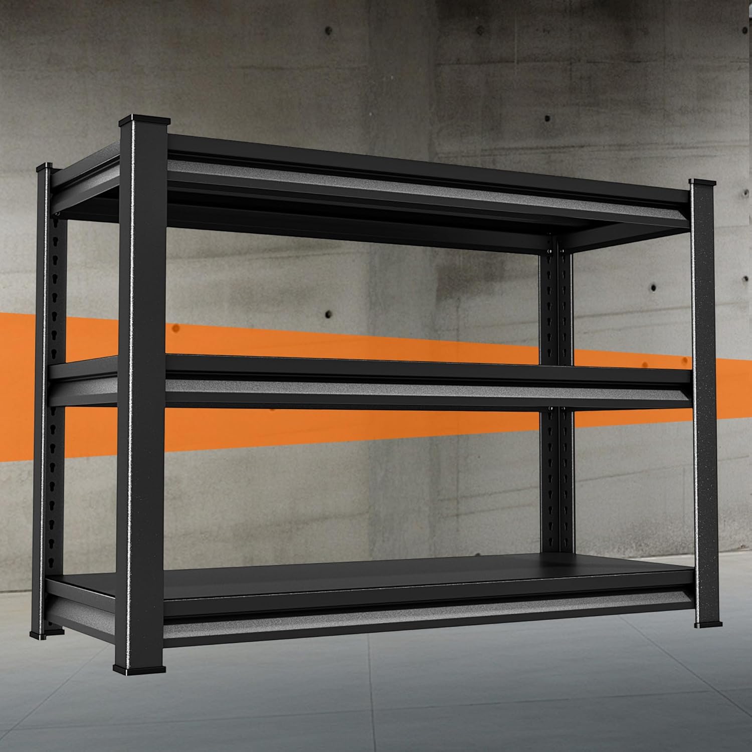 Storage Garage Shelves Heavy Duty - 48”W 2200Lbs Metal Adjustable Shelving Rack Units for Warehouse Basement 48”W × 16”D × 63”H 4 Tier Black