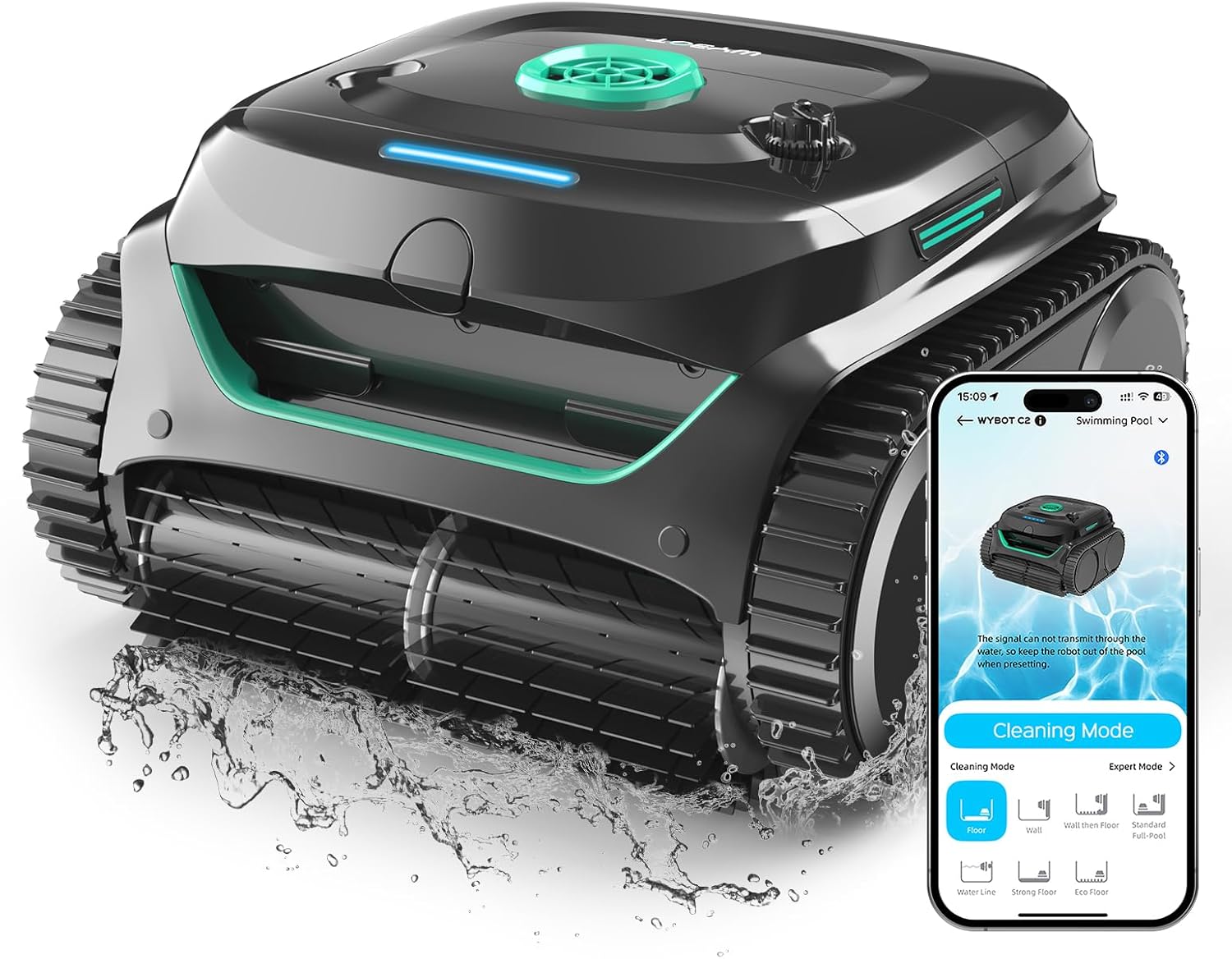 WYBOT Cordless Robotic Pool Cleaner, Pool Vacuum for Inground Pools up to 2512 Sq.ft, Wall-Climbing & Waterline Cleaning wtih Dual Filter, Triple-Motors, Lasts 180 Mins Runtime