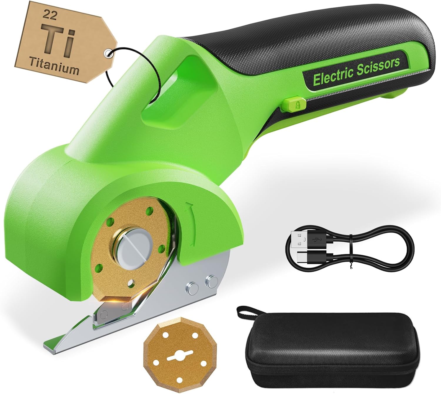 4V 2000mAh Cordless Cardboard Cutter, Electric Box Cutter for Cardboard with 2 Titanium Blades,LED & Safety Lock,Max Cutting1/4