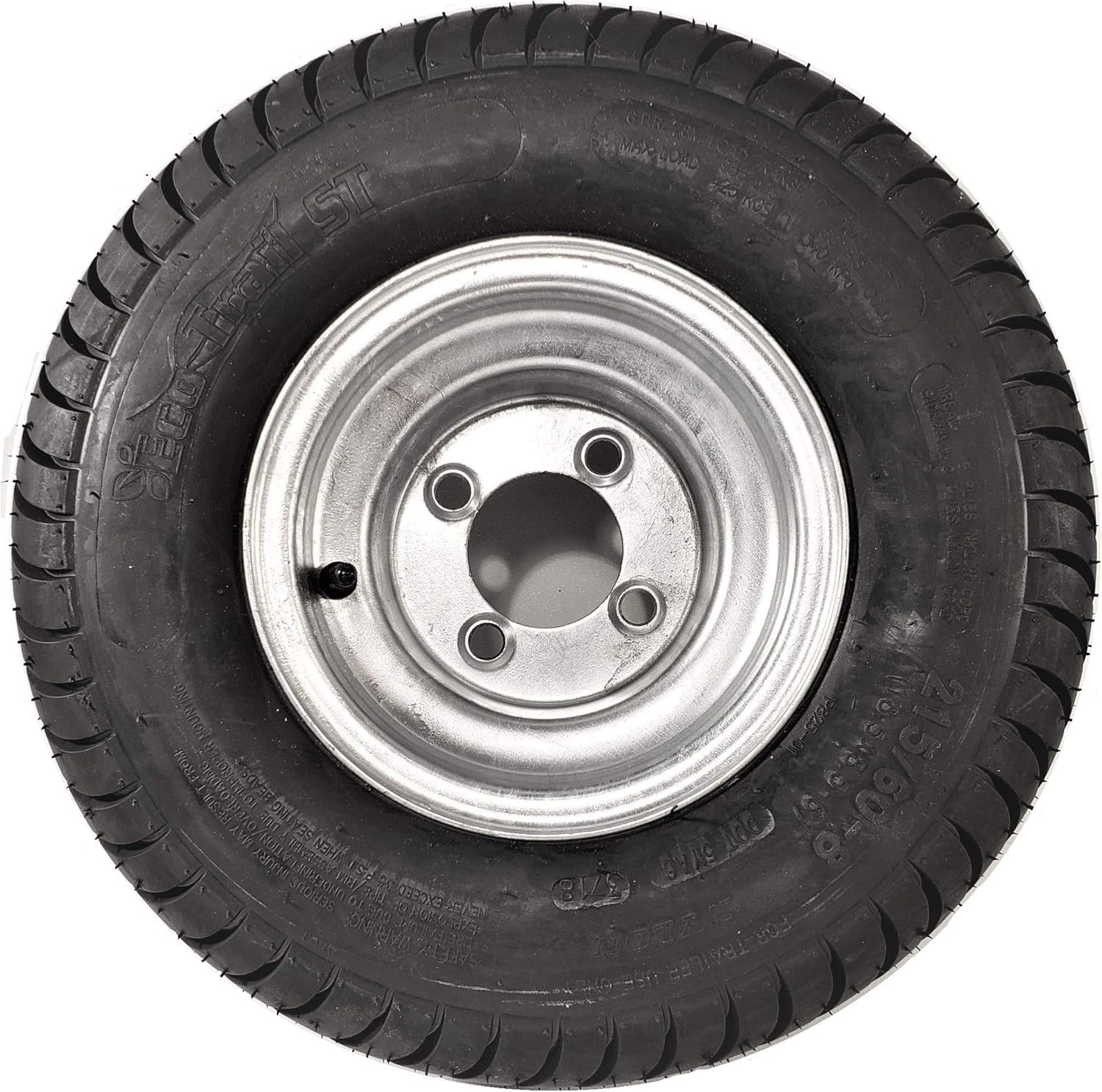 eCustomrim Trailer Tire On Galvanized Wheel Rim 18.5X8.50-8 18.5-8.5-8 215/60-8 Load Range C 4 Lug - 2 Year Warranty w/Free Roadside