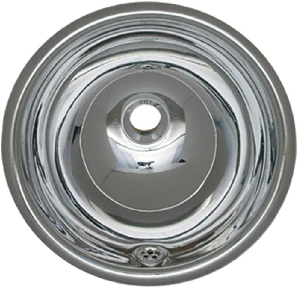 Whitehaus WH602ABL-POSS Round Drop-In Basin with Overflow, Polished Stainless Steel