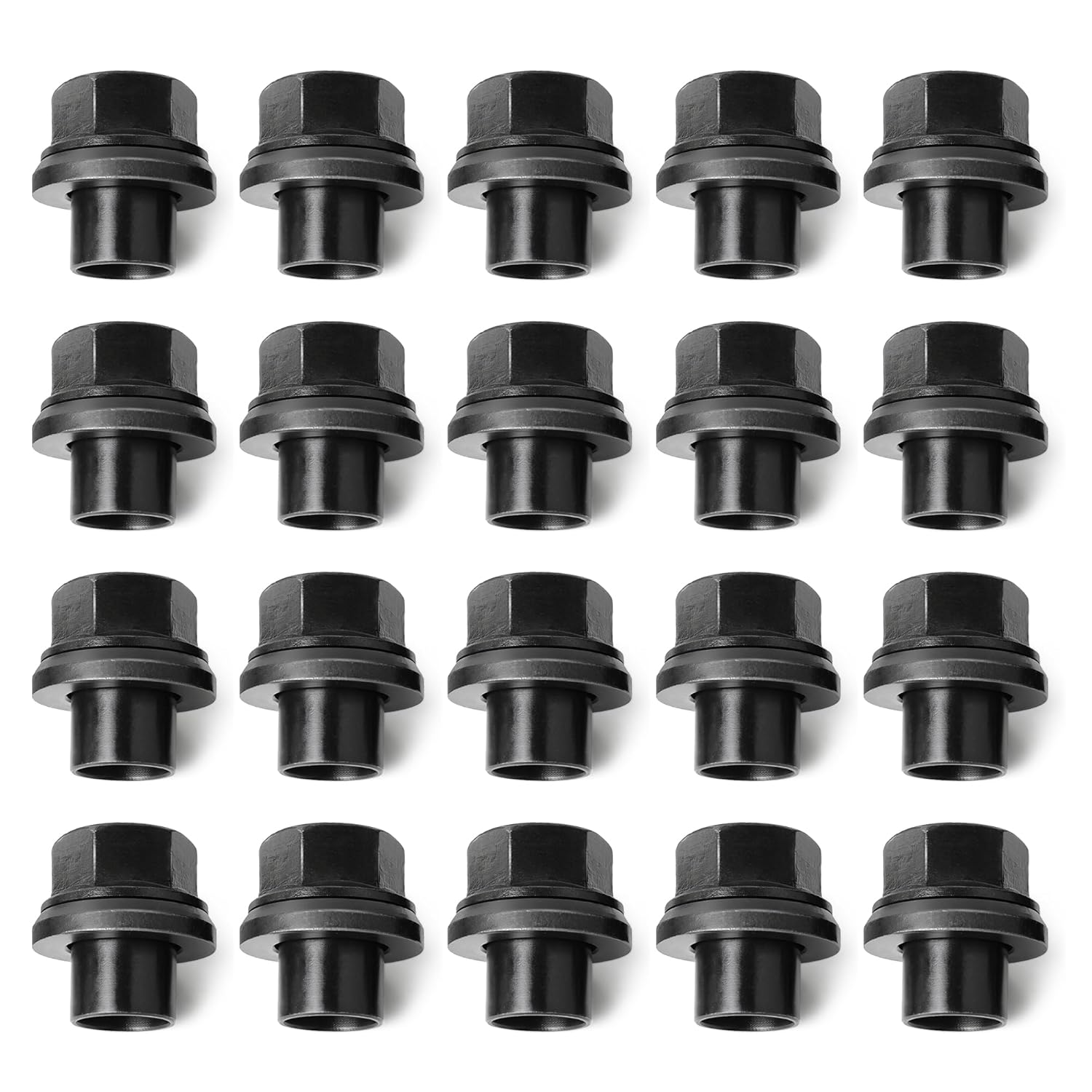 Two-Piece 19mm Sleeve Flanged Wheel Lug Nuts, M22x1.5 Hex 33mm for Heavy Duty Truck Semi Truck Fit Steel Dual Wheels with Hub Piloted Seat & 26mm Bolt Hole Size (20)