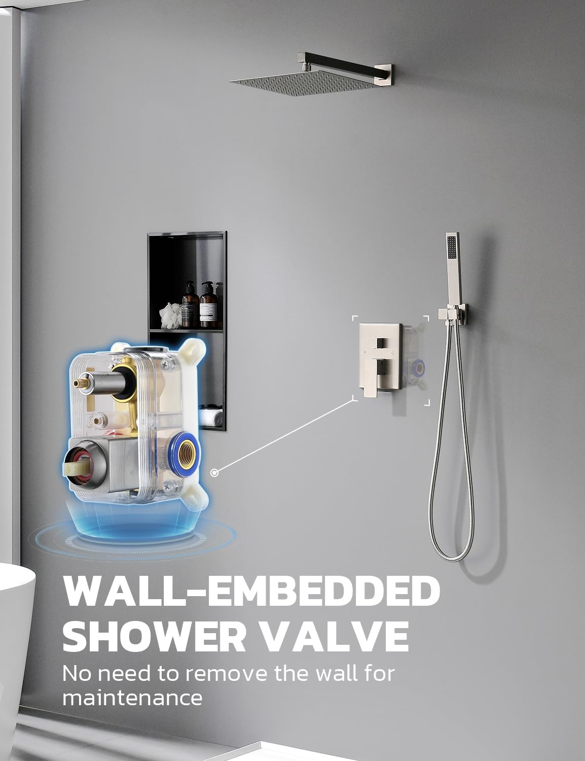 12 Inch Shower Faucet Set, High Pressure Shower Systems with Rain Shower and Handheld, Matte Black Shower Head and Handle Set, Angle Adjustable Wall Mounted Shower Valve Kit