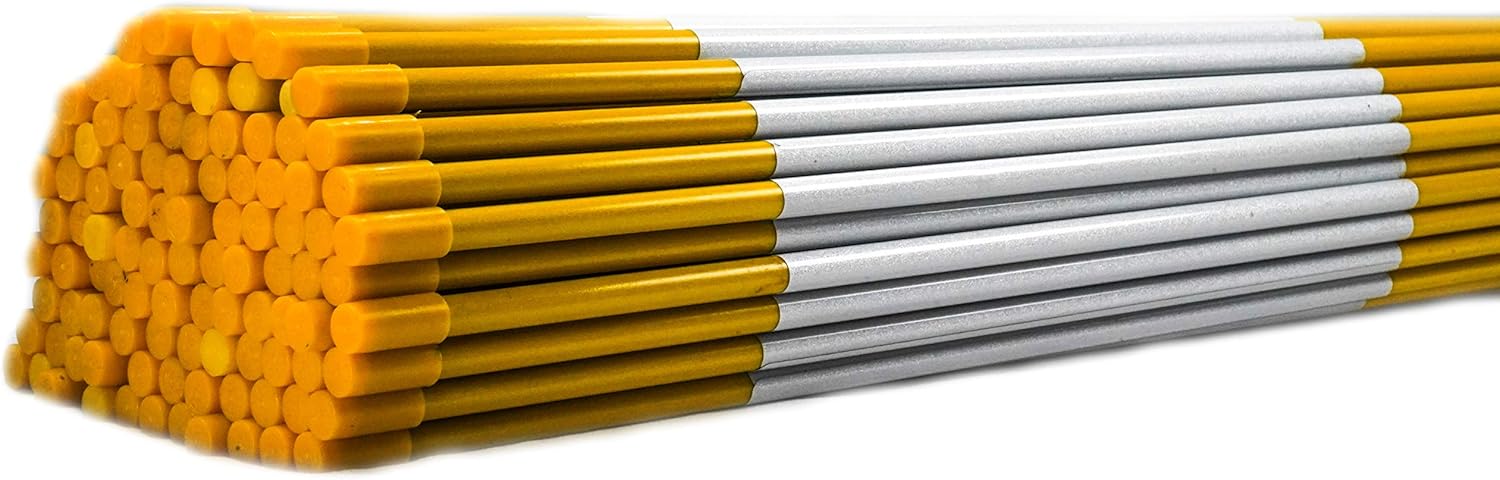 4ft Yellow Driveway Markers - Hy Viz Reflective Tape, Pointed Tip, Armor Cap, Easy Install, Flexible (50)