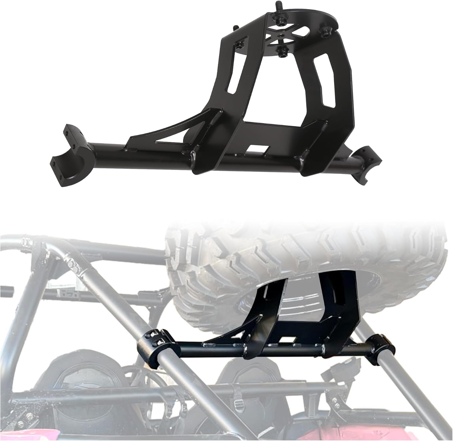 ECOTRIC Spare Tire Carrier Rack Mount Heavy Duty Compatible with 2014-2023 Polaris RZR XP 1000 XP Turbo XP 4 1000 UP to 30