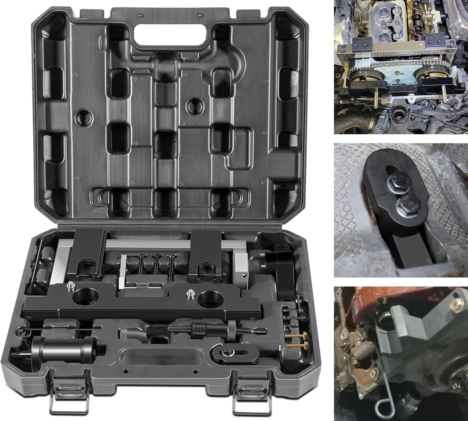 16PCS Engine Camshaft Timing Locking Tool Kit Fits for BMW N20 N26 Engines, with 2801 Flywheel Holder + 7676 Oil Seal Repair Kit + Fuel Injector Removal Tool, Engine Alignment Locking Timing Tool Kit