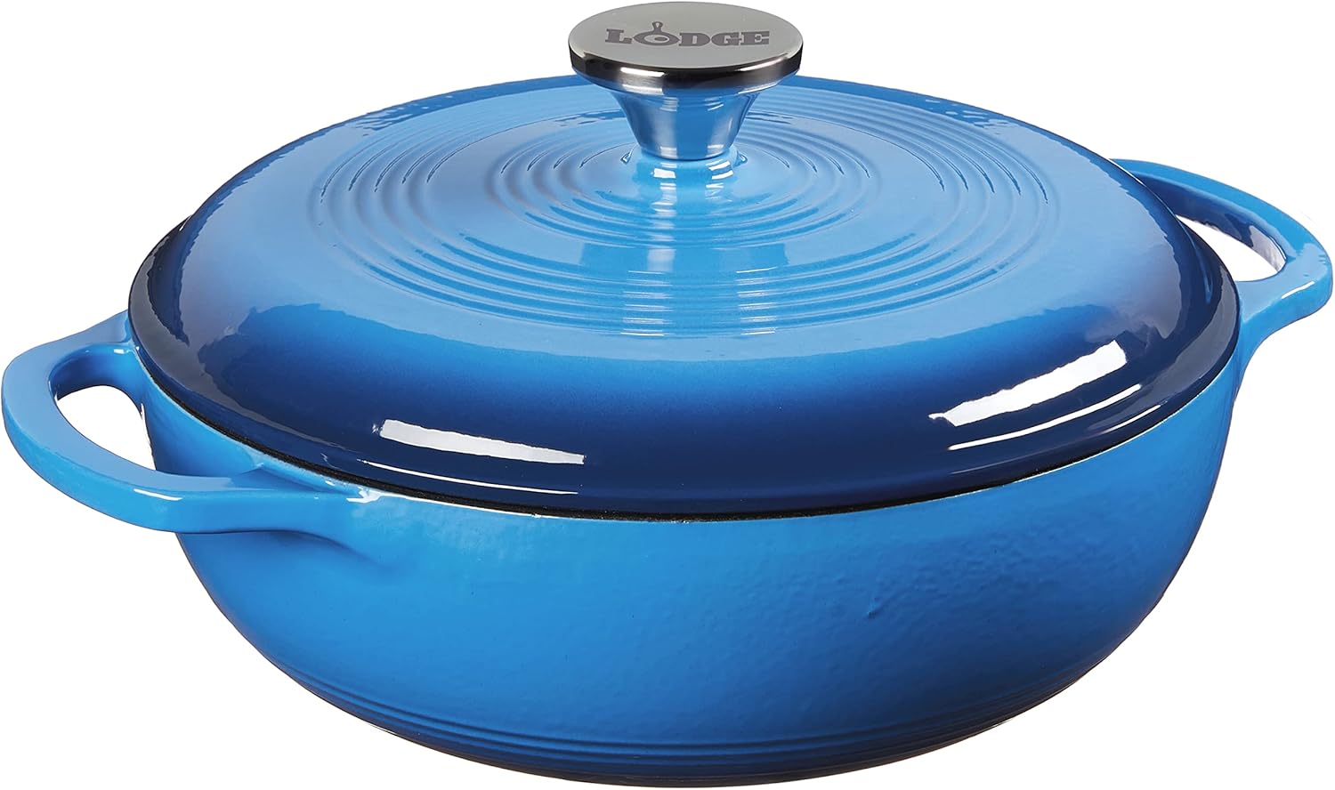 Lodge 3 Quart Enameled Cast Iron Dutch Oven with Lid – Dual Handles – Oven Safe up to 500° F or on Stovetop - Use to Marinate, Cook, Bake, Refrigerate and Serve – Sandalwood