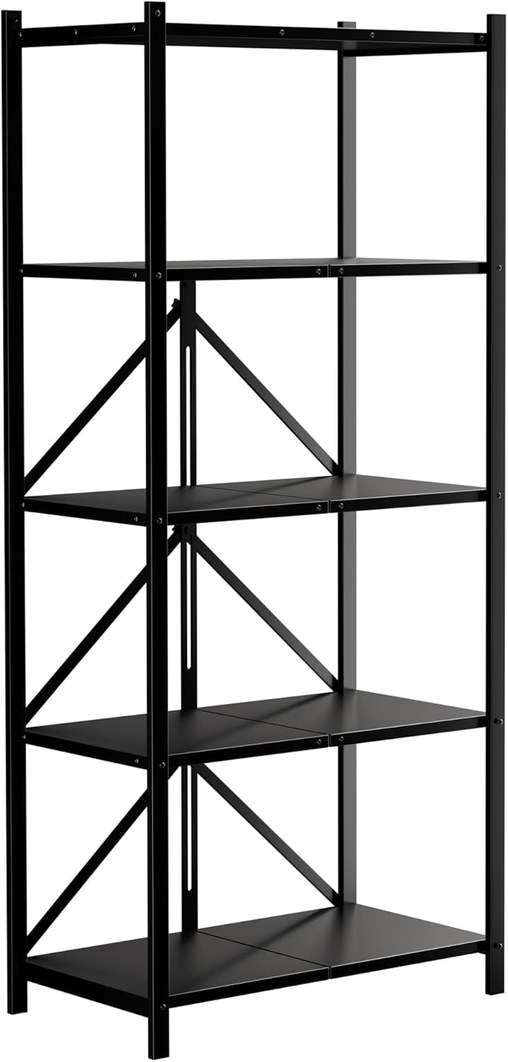 5-Shelf Shelving Unit Heavy Duty Collapsible Standing Storage Shelf Units for Laundry Bathroom Kitchen Pantry Closet