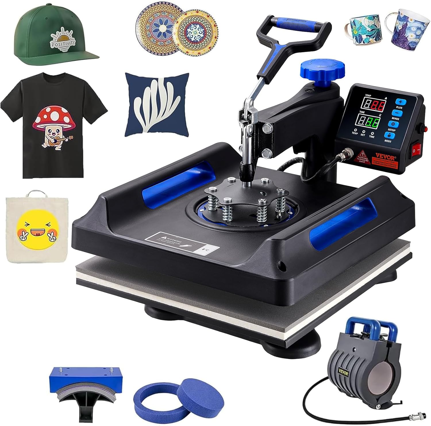 VEVOR Tumbler Heat Press Machine, 11-30oz Mug Press, Heat Up Fast and Even, Tumbler Press with Sublimation Paper, Tape and Gloves, Temp and Time Setting, for Sublimation Tumblers, Cups, Mugs, Purple