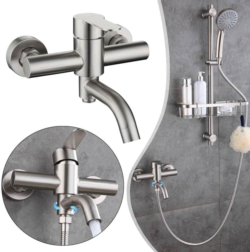 Stainless Steel Shower Mixer Faucet Shower Diverter Wall Mounted Bathroom Fixtures Ceramic Valve Core Universal Hot Cold Tap,Chrome