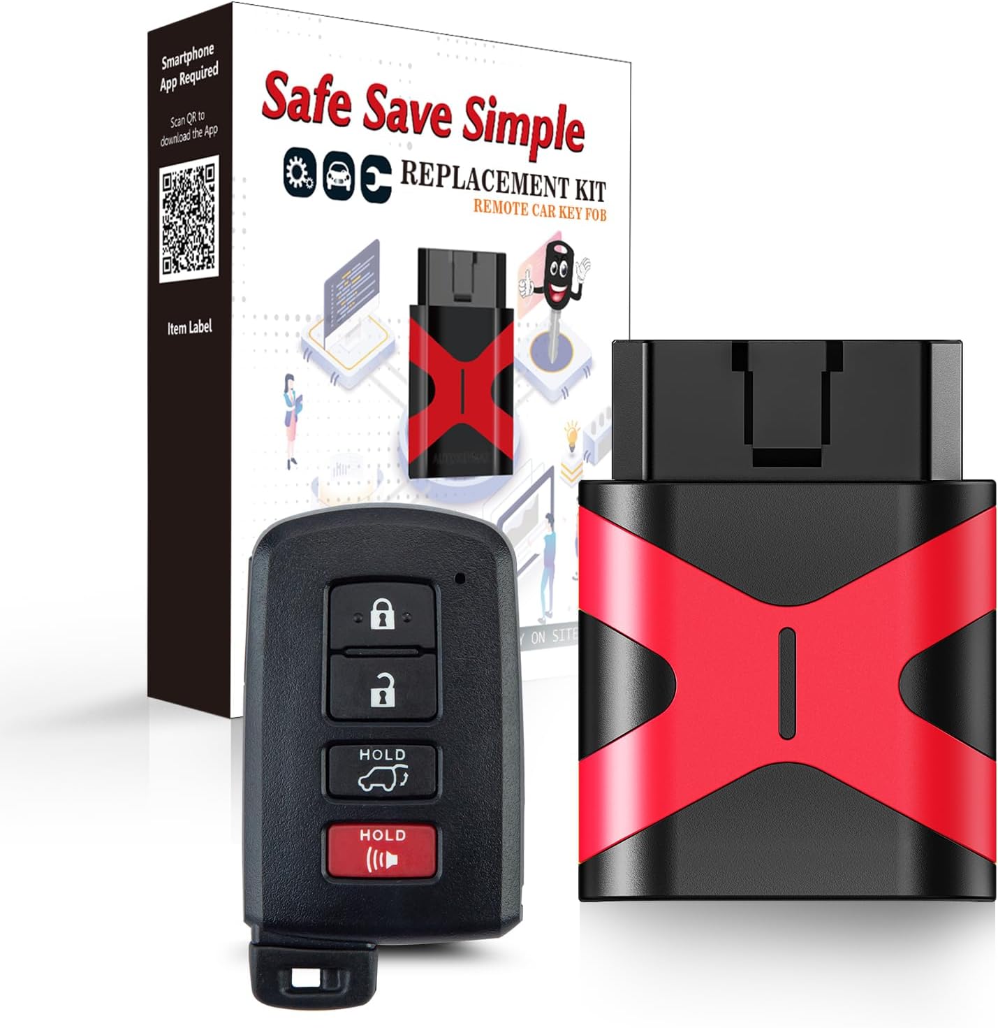 Programmable Keyfob, Replacement Car Keys Fob and DIY Programmer Kit for 2013 2014 2015 2016 2017 RAV4/Camry/Corolla/Tacoma/Tundra Smart Remote HYQ14FBA 281451-0020 (4 BTN (Sedan Programmer Kit)