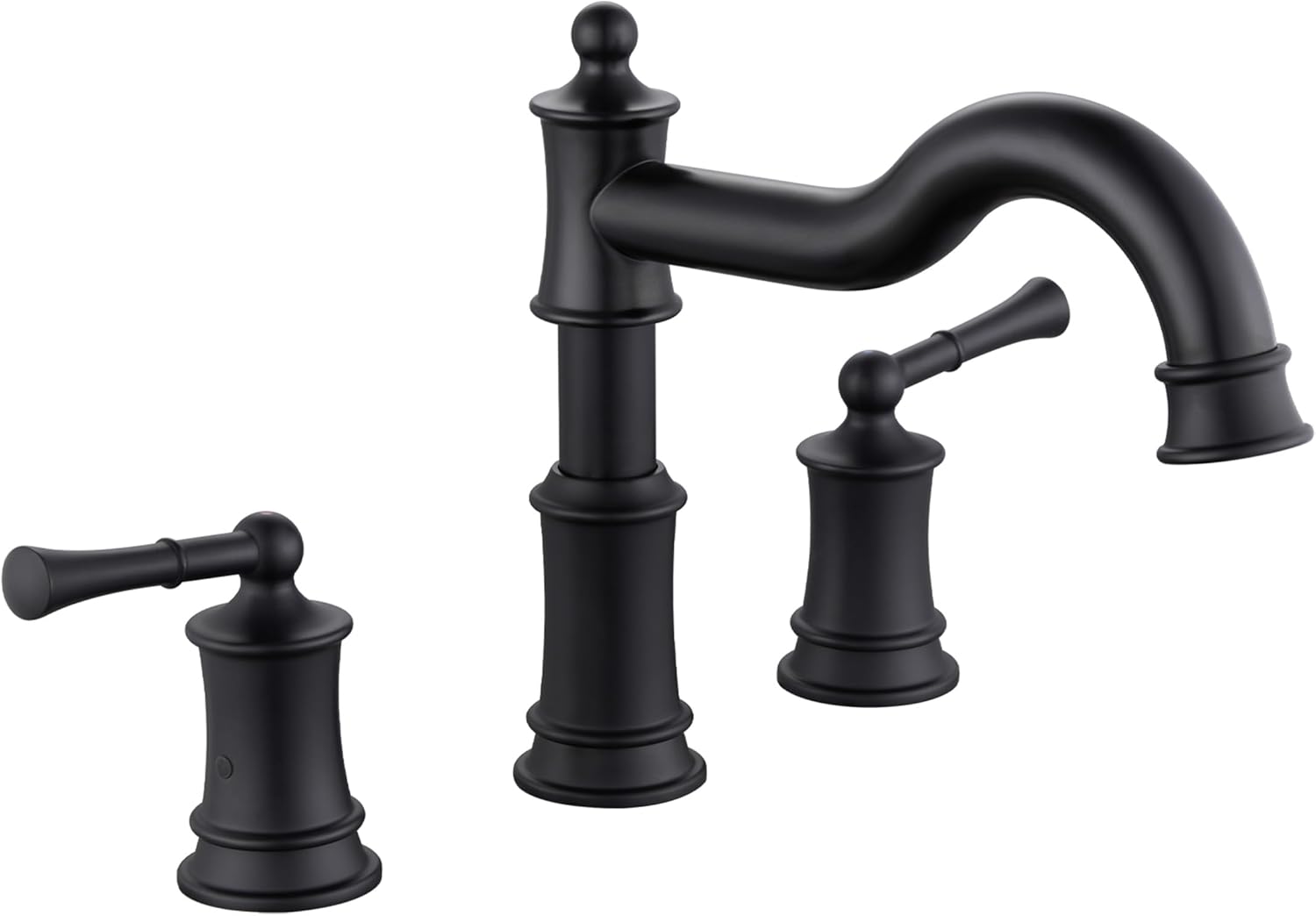 Roman Tub Faucet Classic Widespread Deck Mount Bathtub Faucet 3 Holes Brass High Flow Tub Filler, Rough in Valve Included, Matte Black